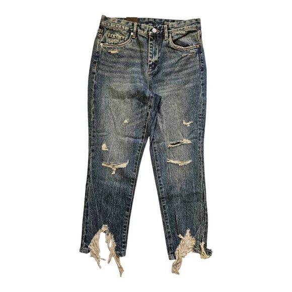 BLANK NYC The Madison Crop Distressed Destroyed Jeans Good Vibrations 28 - Picture 1 of 11